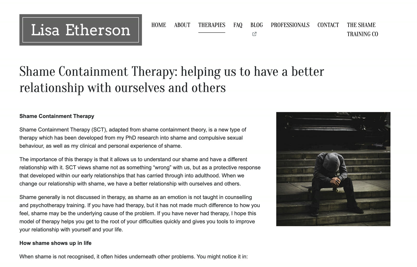 Lisa Etherton's Shame Containment Theory web page