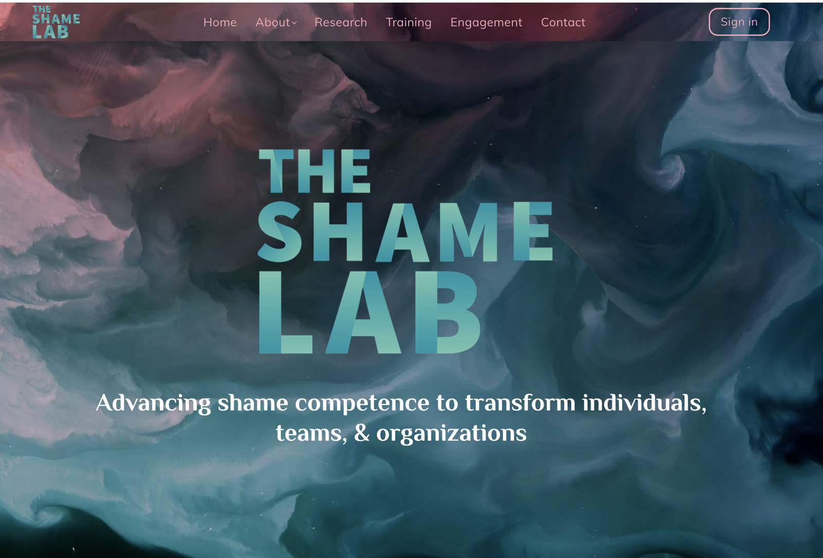 The Shame Lab website homepage